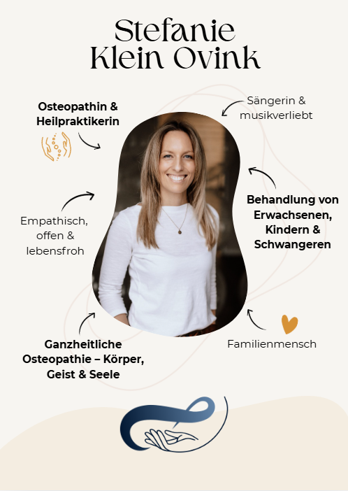 Unsere Kursleiter:innen Infokachel: Stefanie Klein Ovink, Osteopathin und Heilpraktikerin